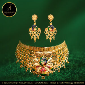 1.5 gm Gold Polish Necklace with Meenakari Work