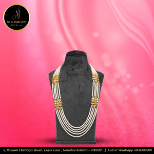 5-Line Pearl Lahari Set – Nilis In-House Pearls with 1.5 gm Gold Polish