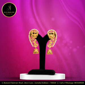 Floral Pearl Kanpasha with Jhumka – Handcrafted Design, 1-Year Color Warranty