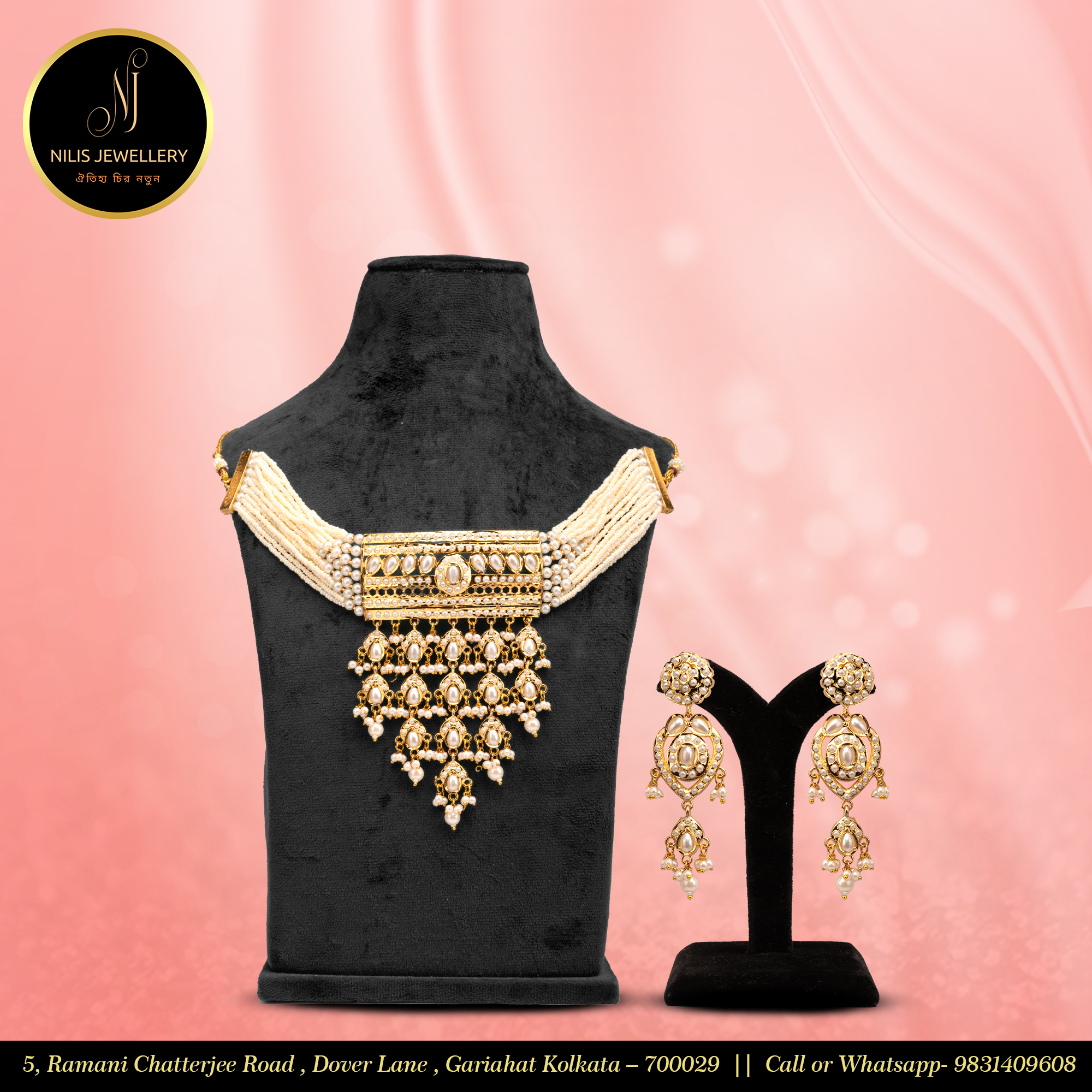 Pure Jarowa Work Choker Set – Traditional Design with Full Pearl Detailing