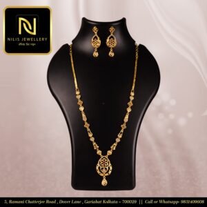 Turkish Design Long Necklace Set With AD Work - Dubai Collection