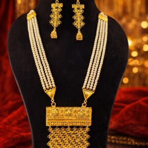 Pearl Long Set with Jhumko Earrings