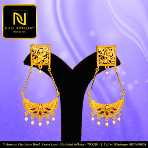 Nilis Exclusive Meena & Pearl Earring – 1.5 gm Gold Polish
