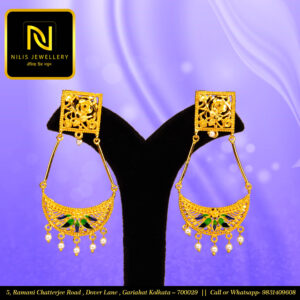 Nilis Exclusive Meena & Pearl Earring – 1.5 gm Gold Polish