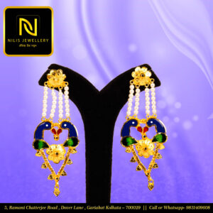 Moti & Meenakari Earrings – 1.5 gm Gold Polish