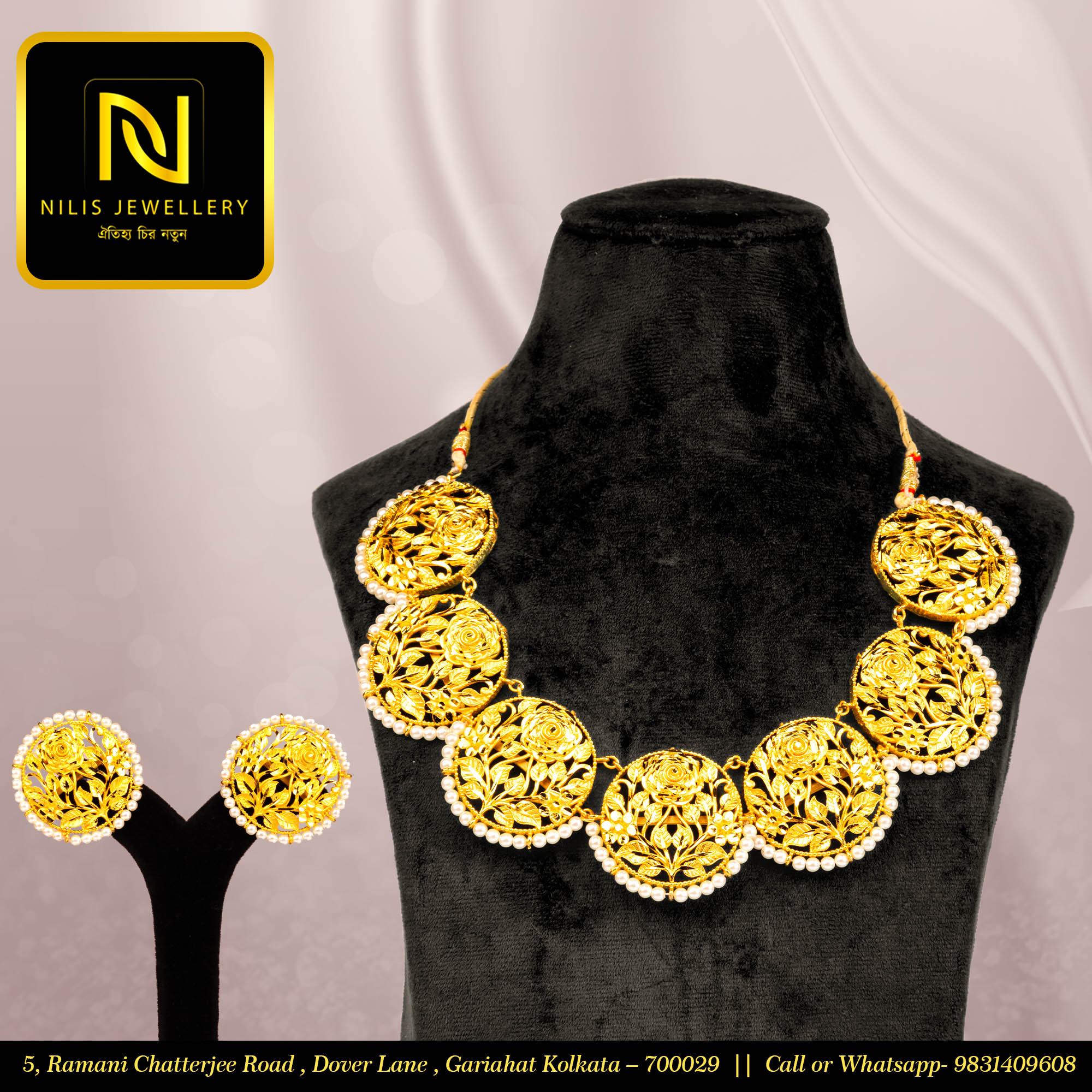 Golap Pasha Necklace Set – Pearl & Meenakari Work | Big Size Design