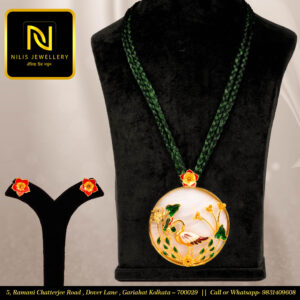 Big Size Mother of Pearl Pendant Set with Meenakari & Handmade Tassel