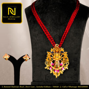 Maa Durga Pendant with Meenakari & Handmade Tassel