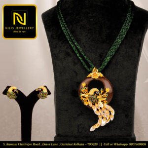 Wooden Finish Mother of Pearl Set with Meenakari & Handmade Tassel