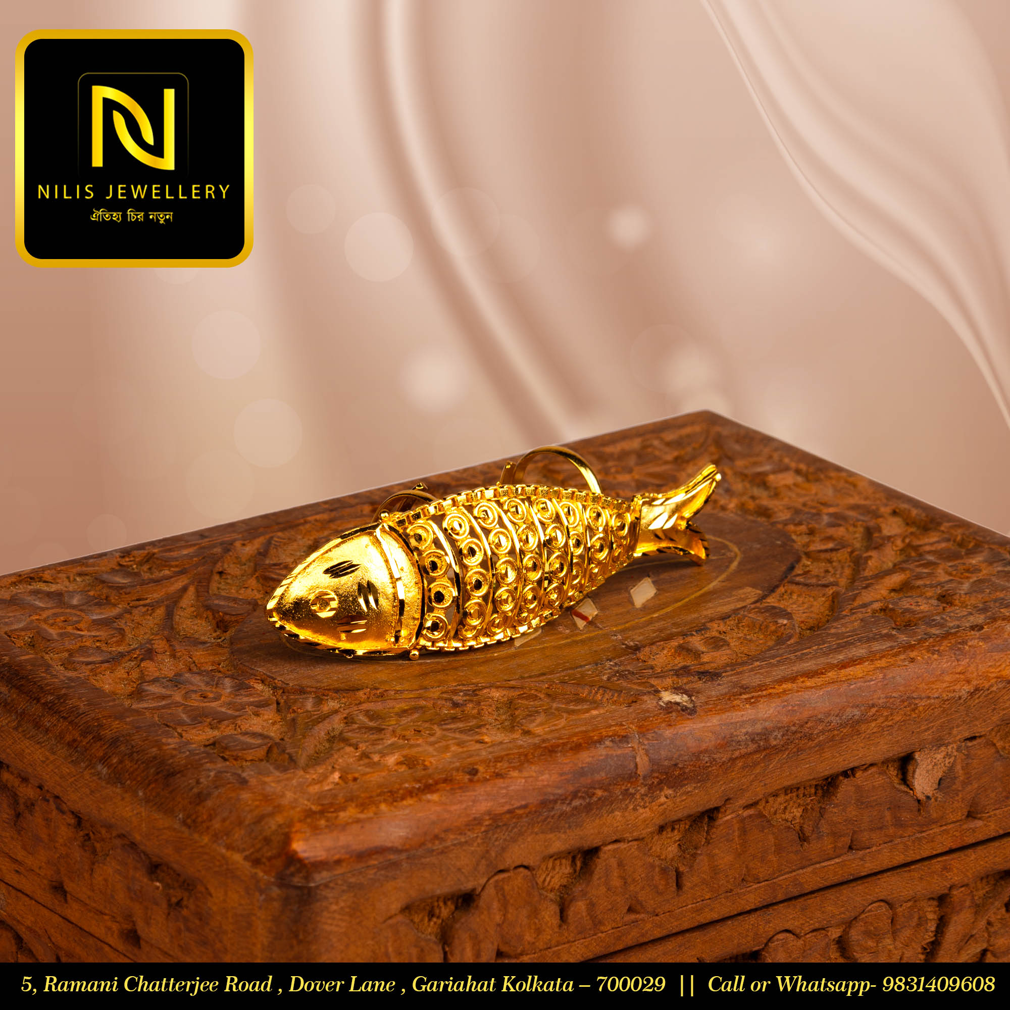 Full-Coverage Fish Design Finger Ring – 1.5 gm Polish