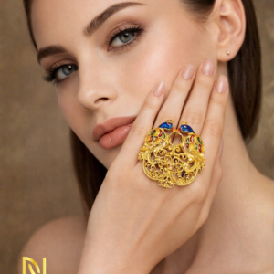 Peacock Filigree Statement Ring