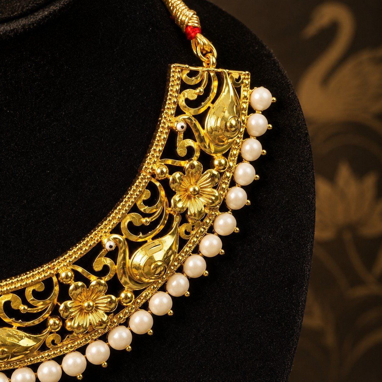 1.5 Gram Golden Pearl Dust Mine Duck Necklace Set with Earrings -#16 - Image 6