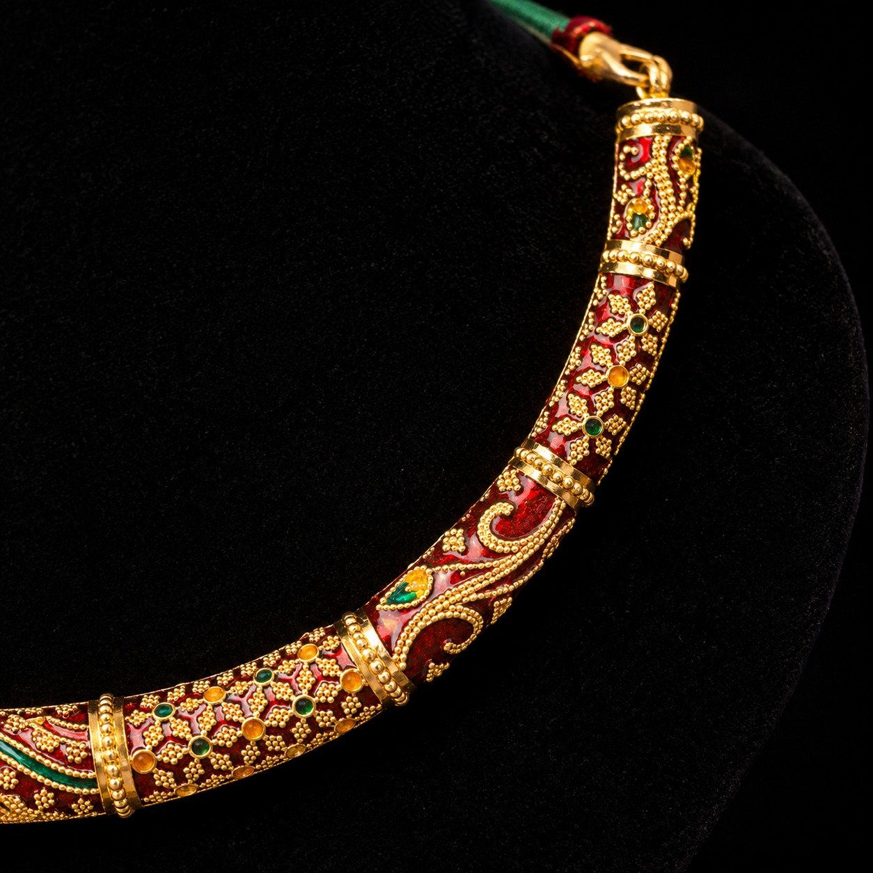 1.5 Gram Golden with Mine Designer Hasuli Necklace Set with Earrings - #12 - Image 2