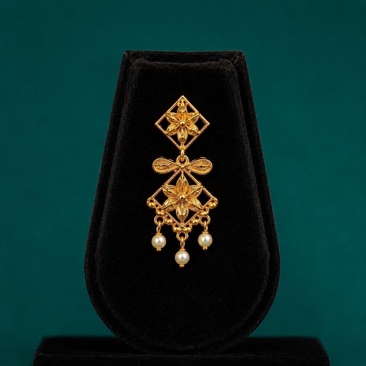 12-Line Pearl Heavy Lahori Necklace Set with Ear Piece - #44 - Image 3