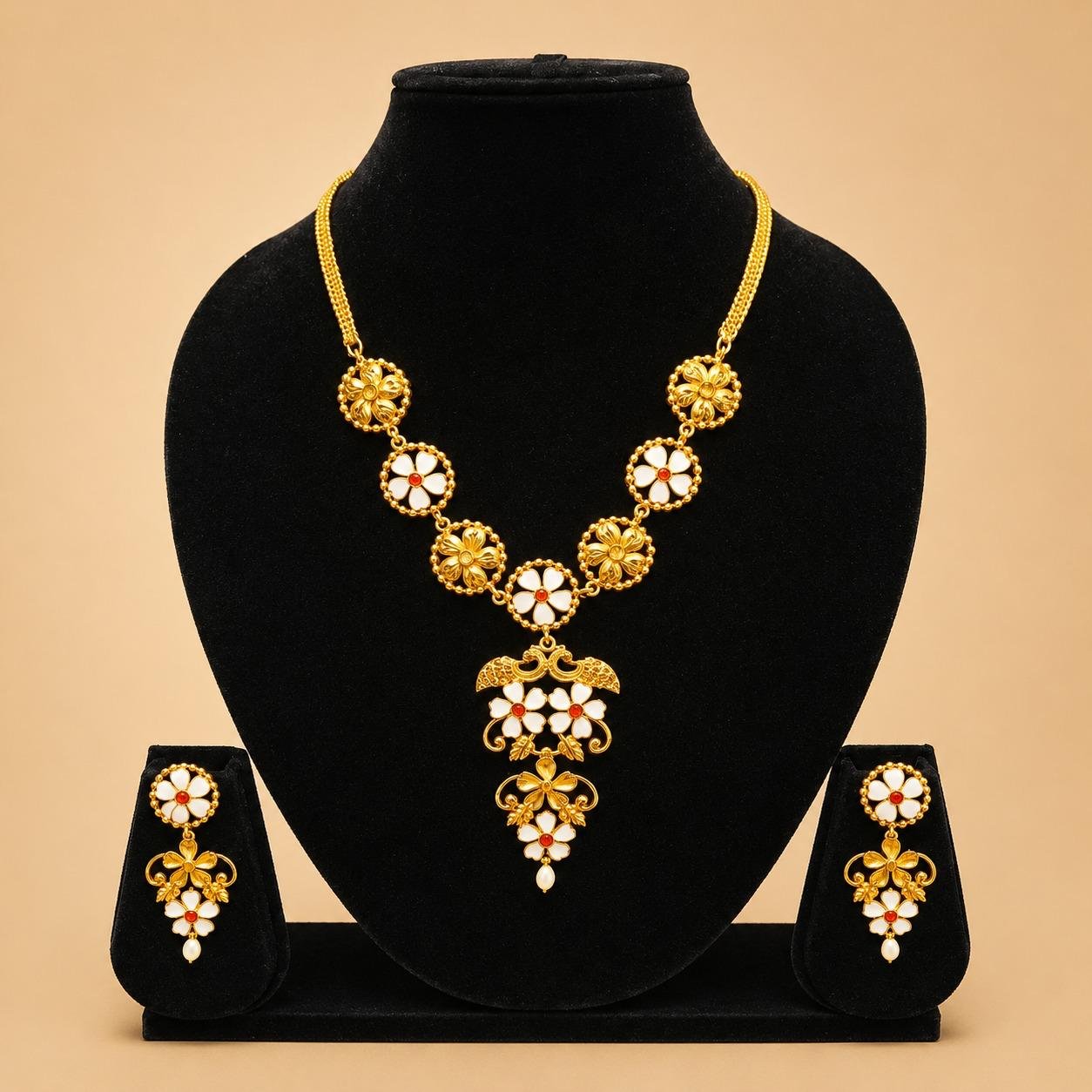 Suili Necklace Set – Gold Lacquering with Minakari - #43