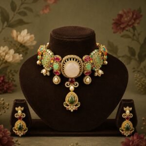 Heavy Mozzonight Designer Set – Original Stone Setting with Antique Polish - #18