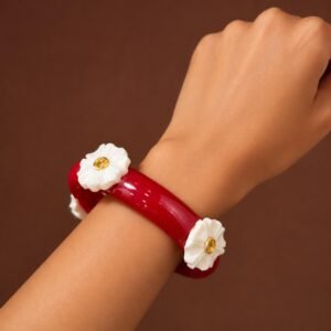 Handcrafted Pola Sakha – Flower Motif Designer Bangle - #42