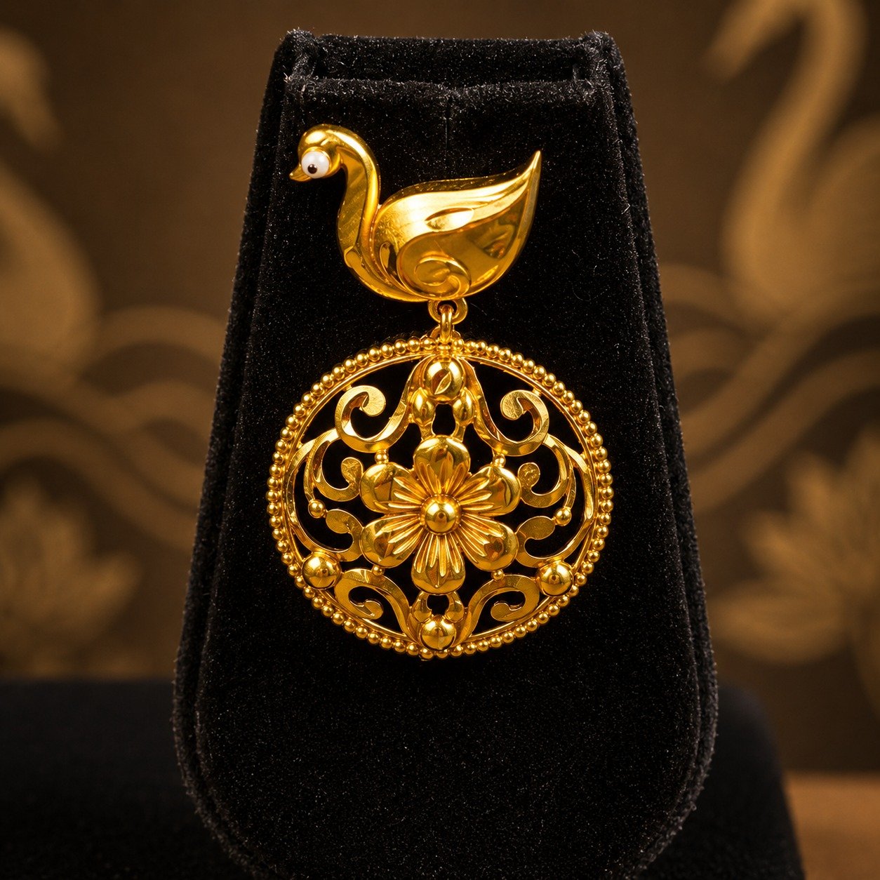 1.5 Gram Golden Pearl Dust Mine Duck Necklace Set with Earrings -#16 - Image 2