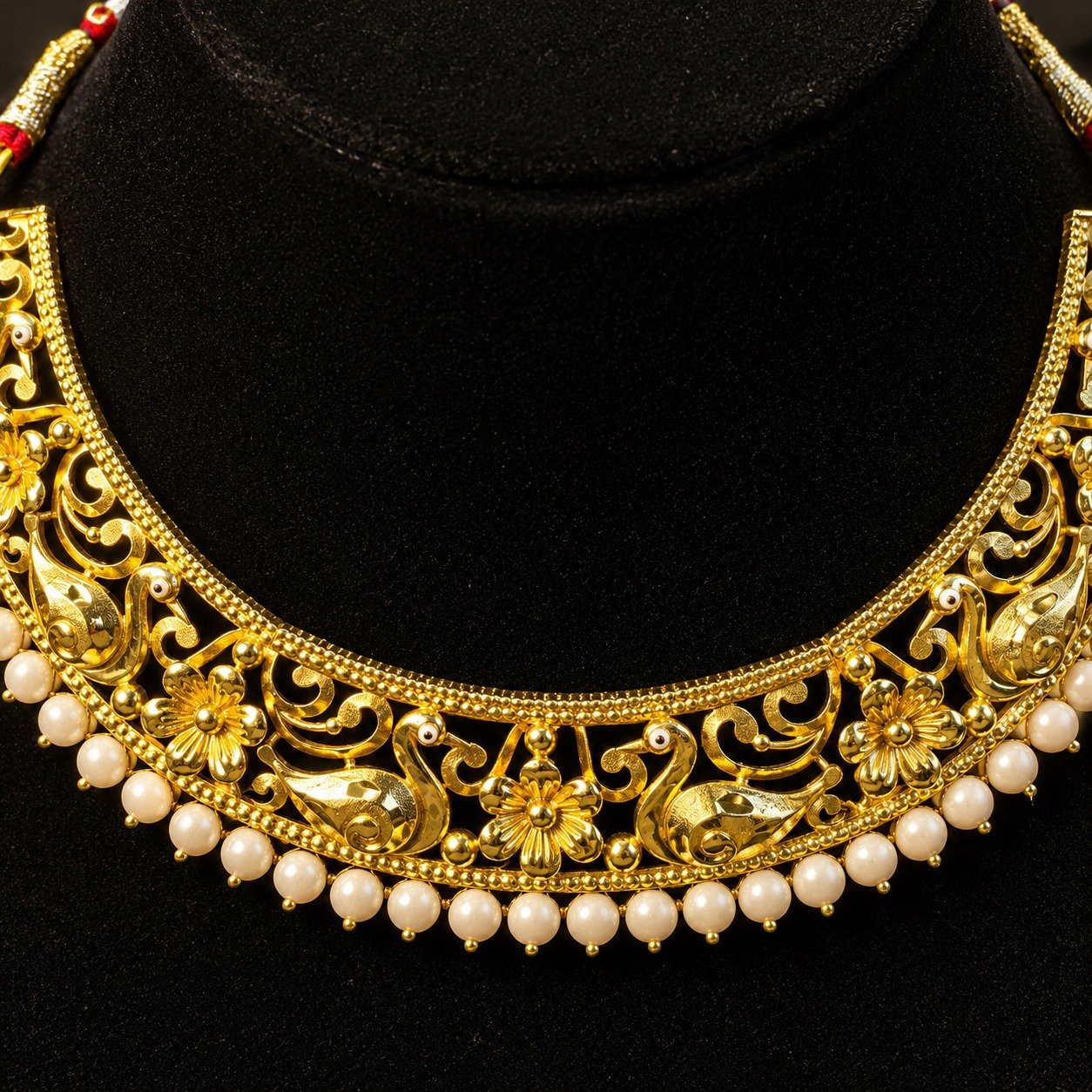 1.5 Gram Golden Pearl Dust Mine Duck Necklace Set with Earrings -#16 - Image 3