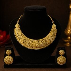 1.5 Gram Golap Hashuli Handcrafted Necklace Set with Earrings - #14