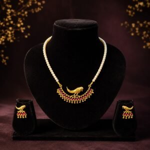 1.5 Gram Ruby Stone Pendant Set with Earrings – Handcrafted & Polished -#13