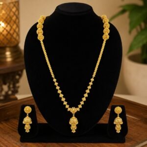 1.5 Gram 36 Inch Jhumko Designer Long Mof Chain with Earrings- #2