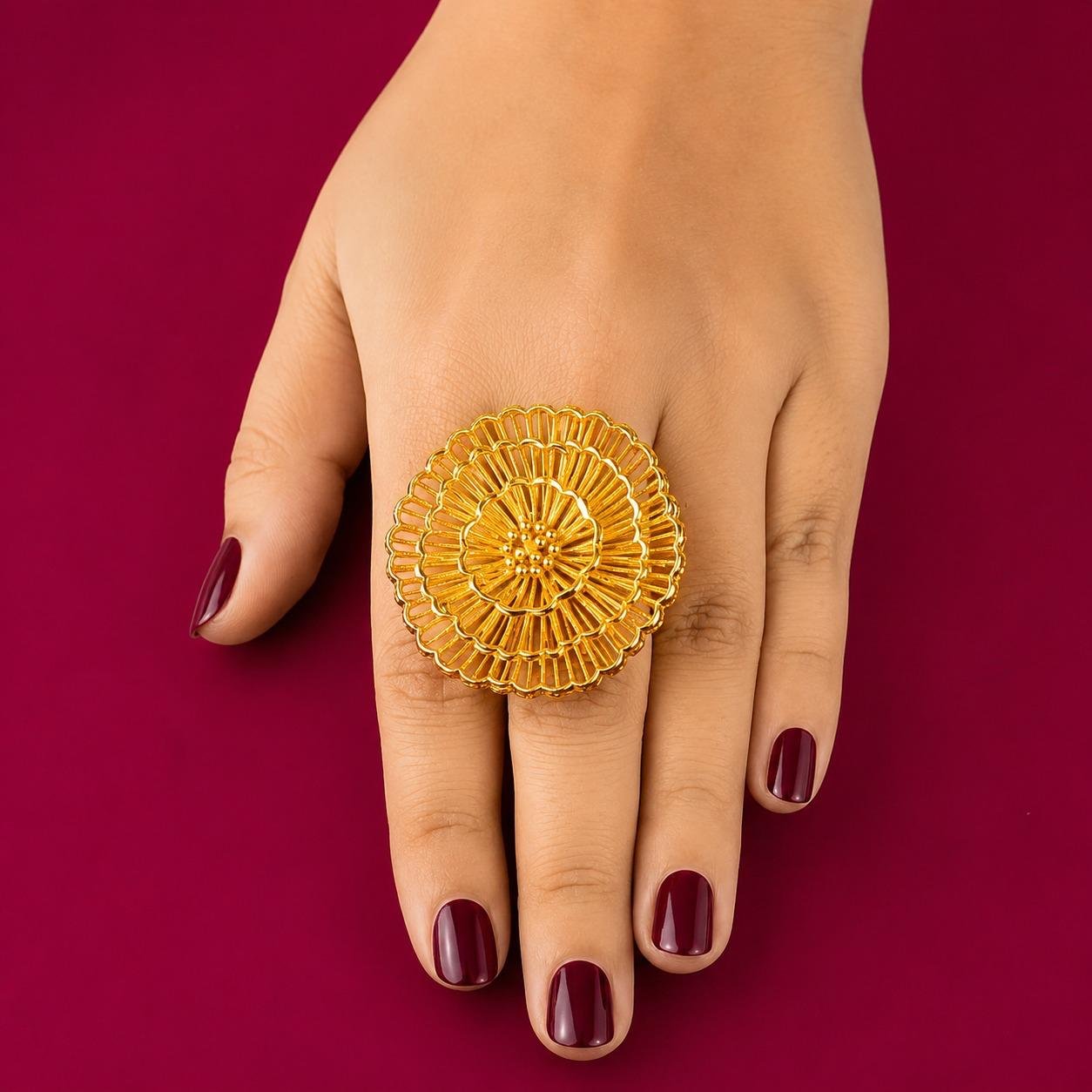 1.5g Turkish Design Adjustable Finger Ring - #55 - Image 3
