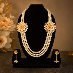 3-Line 30 Inch Pearl Lahori Set with Shell & Earrings -#10