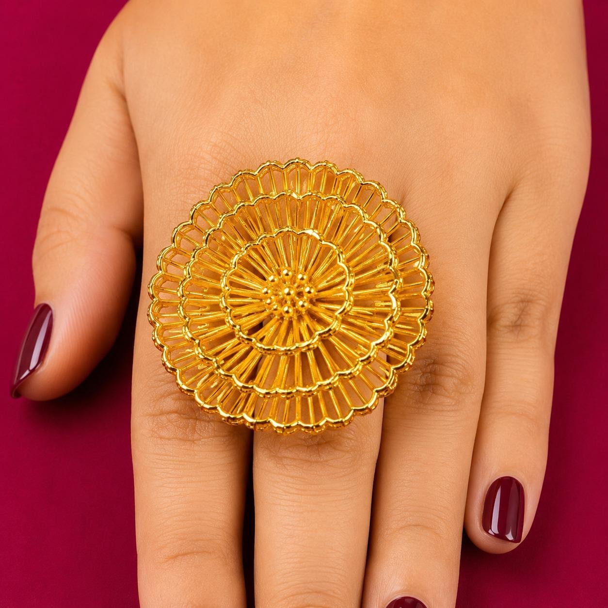 1.5g Turkish Design Adjustable Finger Ring - #55 - Image 4
