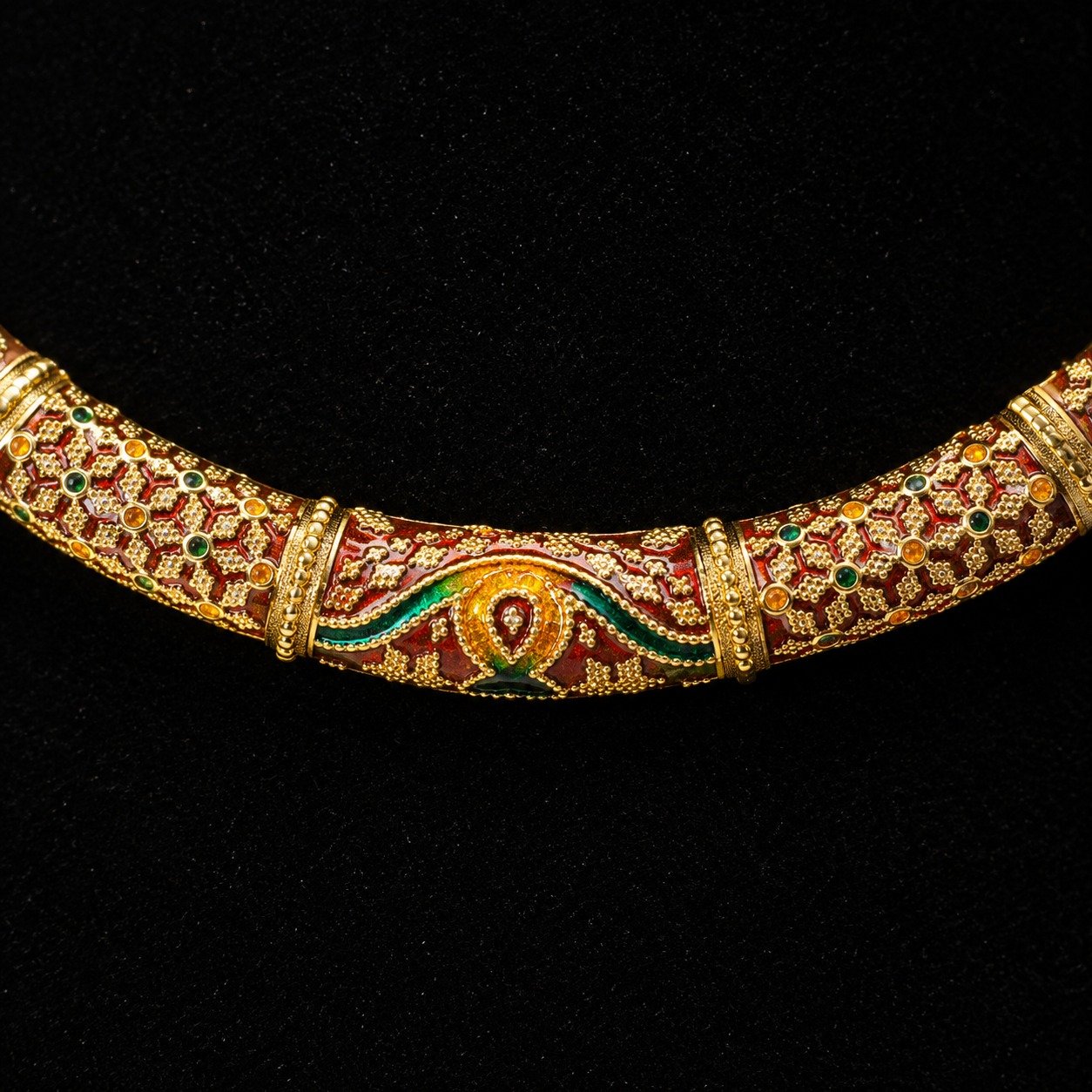 1.5 Gram Golden with Mine Designer Hasuli Necklace Set with Earrings - #12 - Image 4