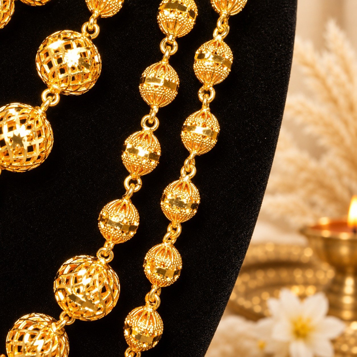 1.5 GM Golden & Meena 4-Layer Designer Dhaki Lohori Set with Earrings #113 - Image 3