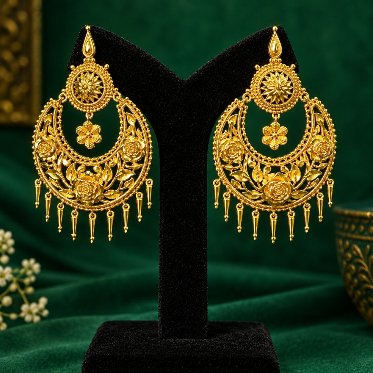 1.5GM Golden Golap Designer Big Heavy Traditional Kan Bala #89
