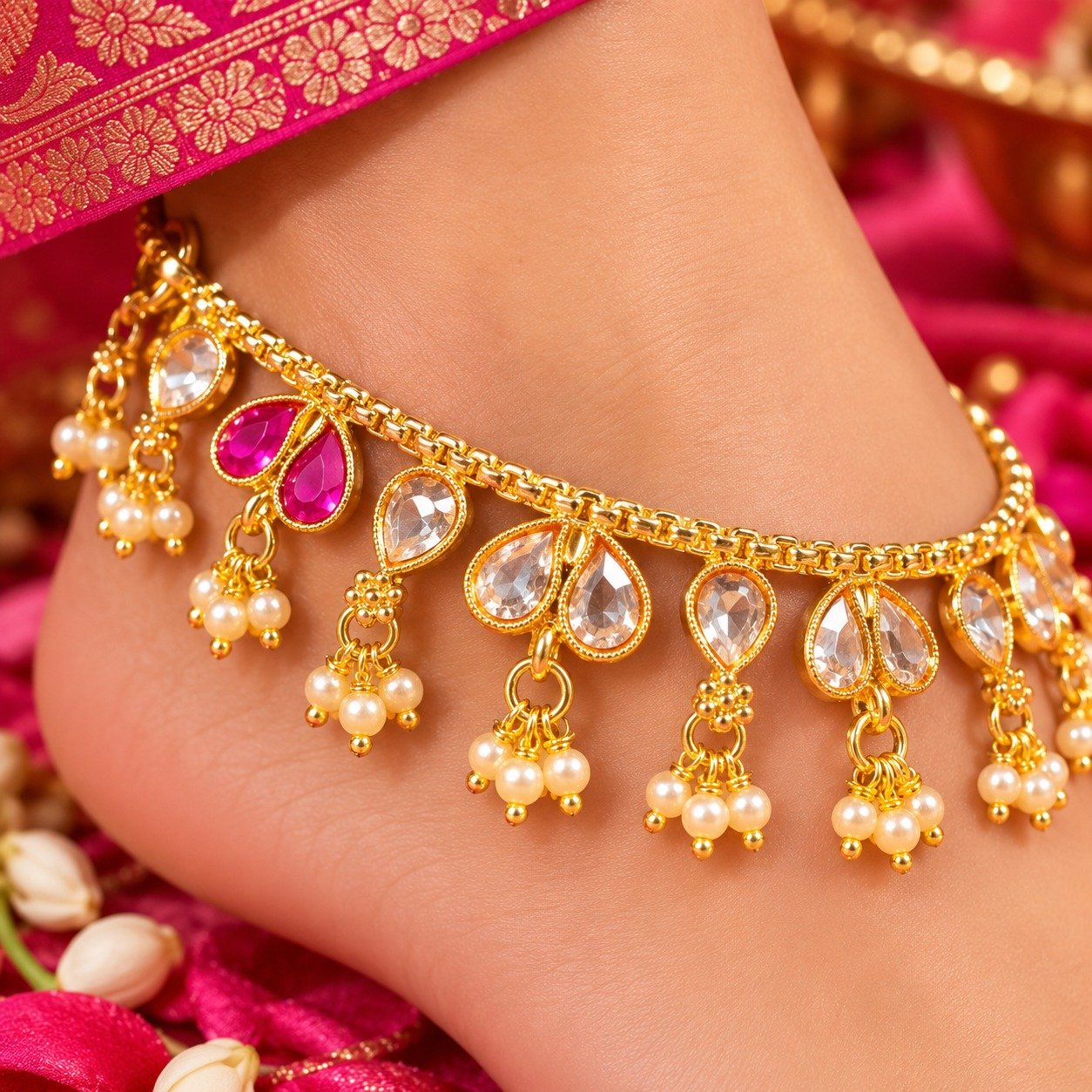 Fancy Designer Statement Bridal Thick Payal #106 - Image 2