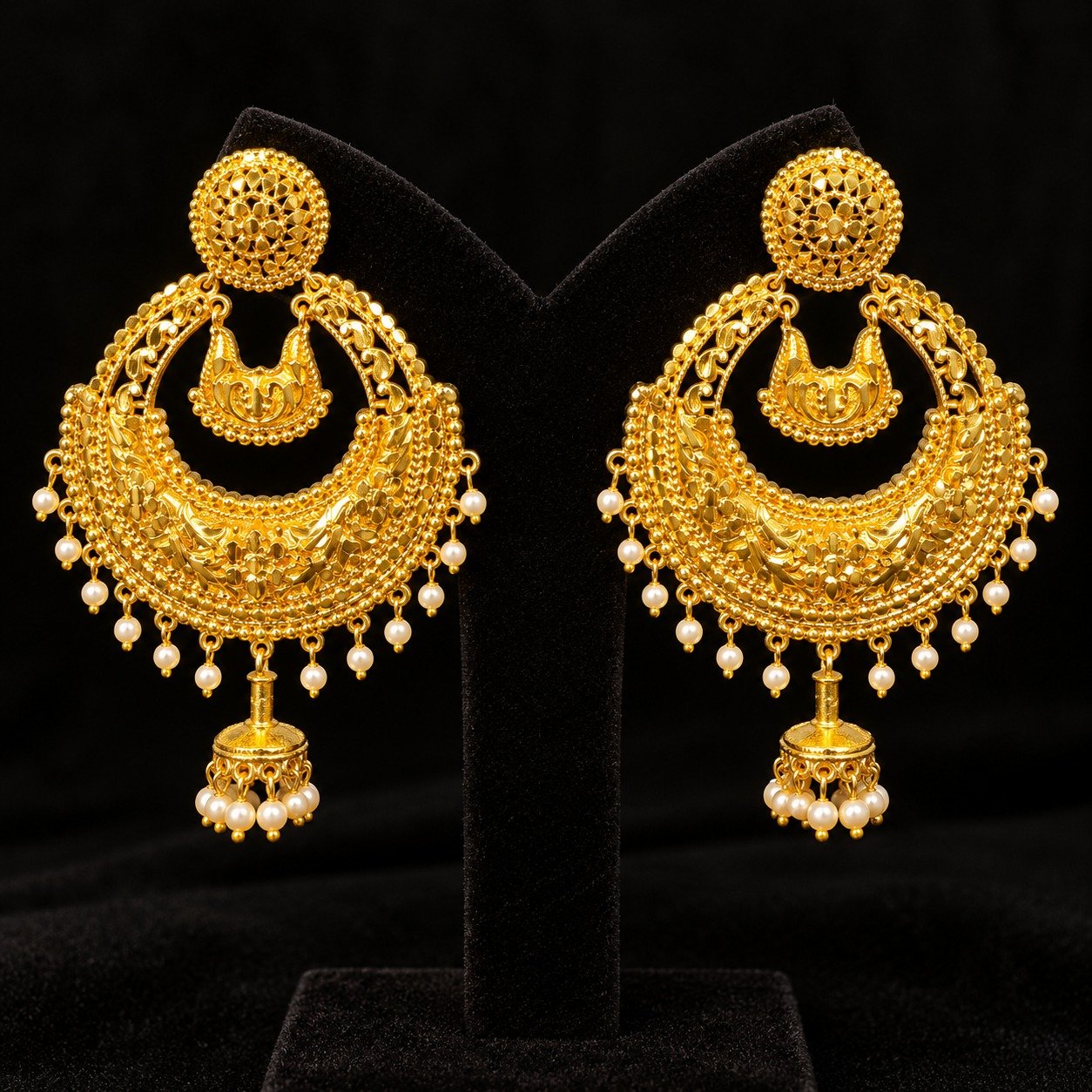 1.5gm Golden & Pearl Designer Big Heavy Traditional Kan Bala #101