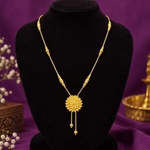 1.5 GM Ball & Flower Designer Golden Chain – 18 Inch #121