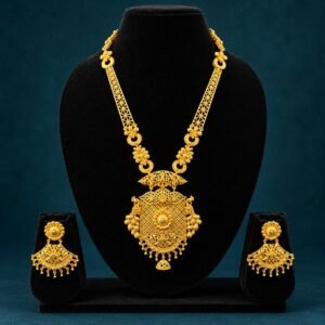 1.5 GM Golden Long Necklace Set – Handcrafted Sabeki Design - #166