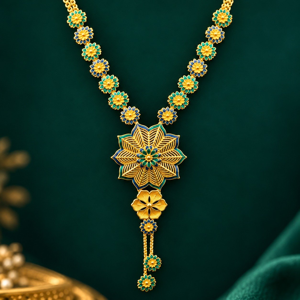 1.5 GM Meena Long Necklace Set – Nilis Jewellery - #157 - Image 3